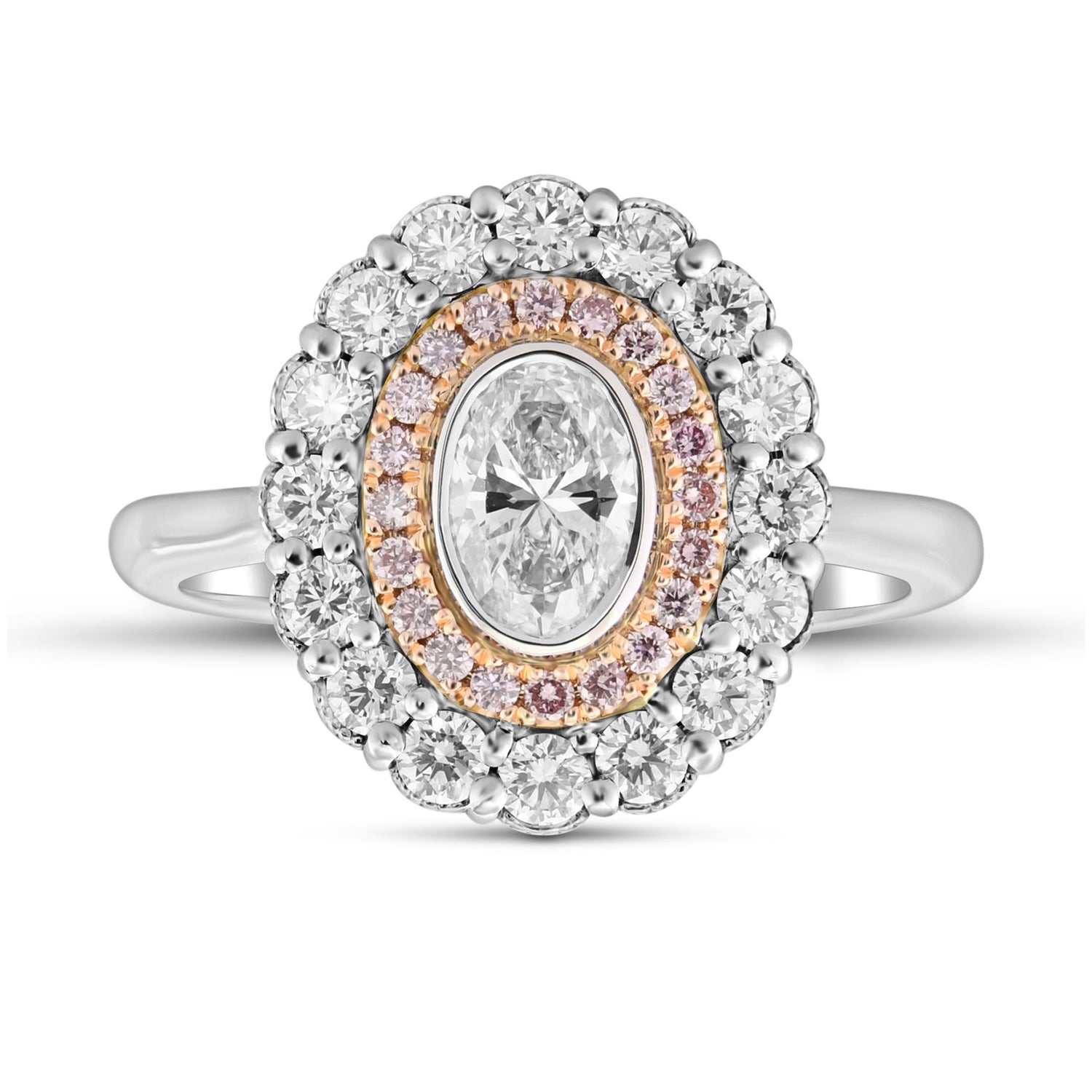 Oval Scalloped Halo Diamond Ring