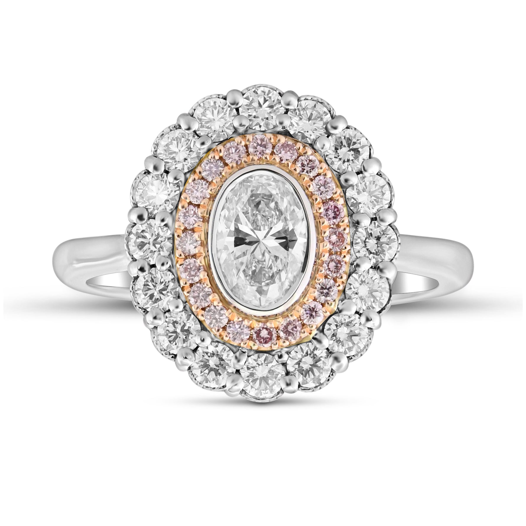 Oval Scalloped Halo Diamond Ring