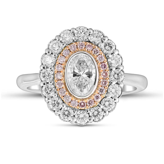 Oval Scalloped Halo Diamond Ring