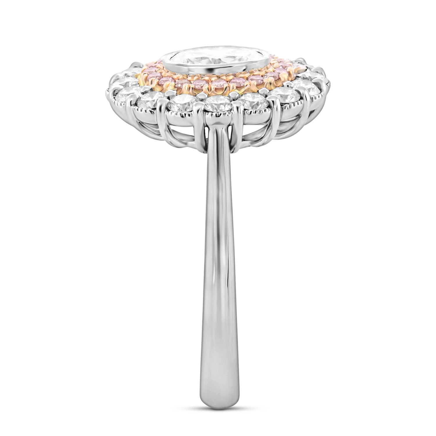 Oval Scalloped Halo Diamond Ring