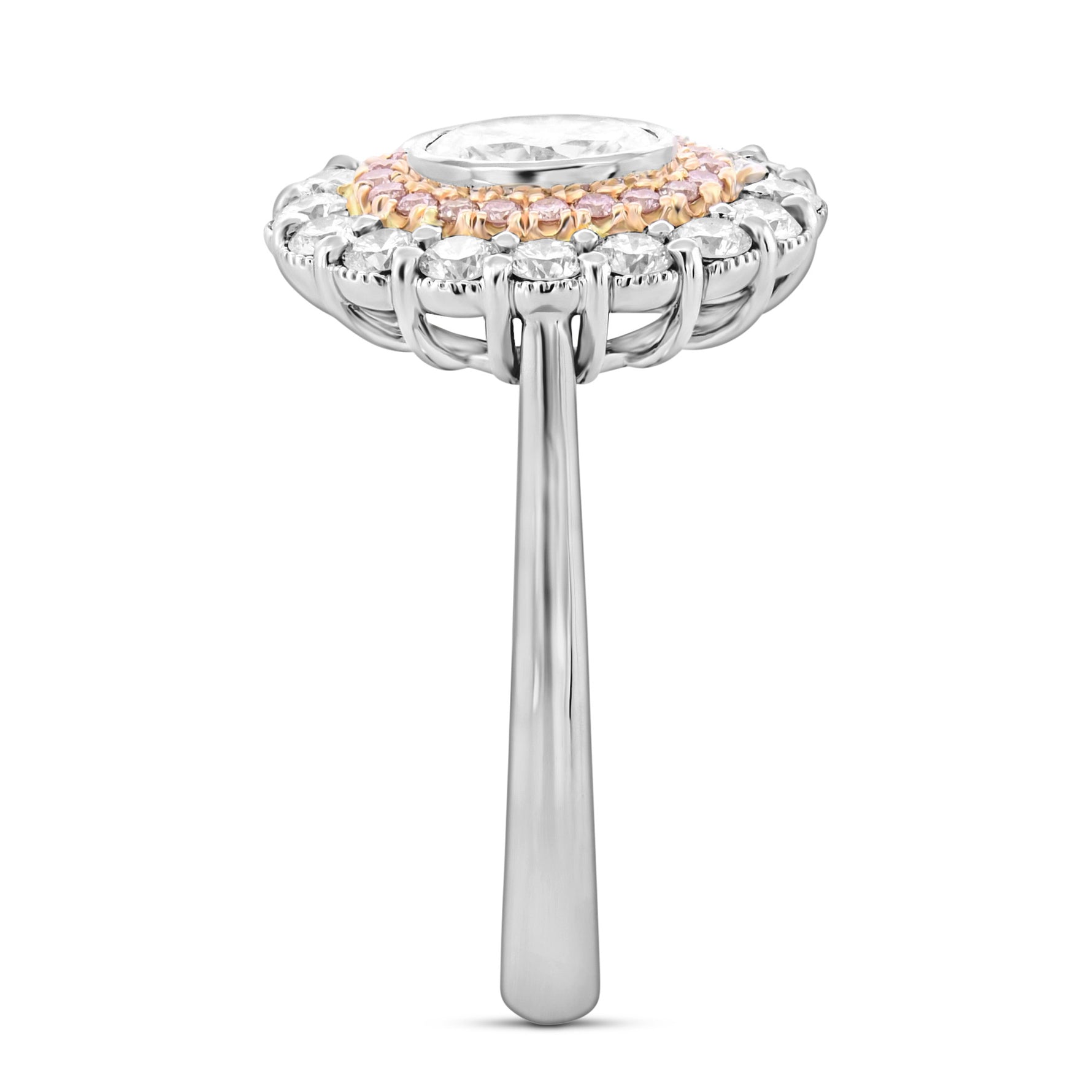 Oval Scalloped Halo Diamond Ring