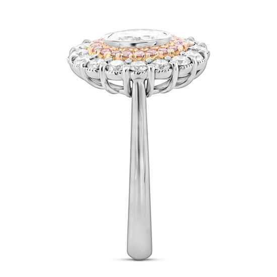 Oval Scalloped Halo Diamond Ring