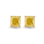 Fancy Intense Yellow Cushion Stud Diamond Earrings