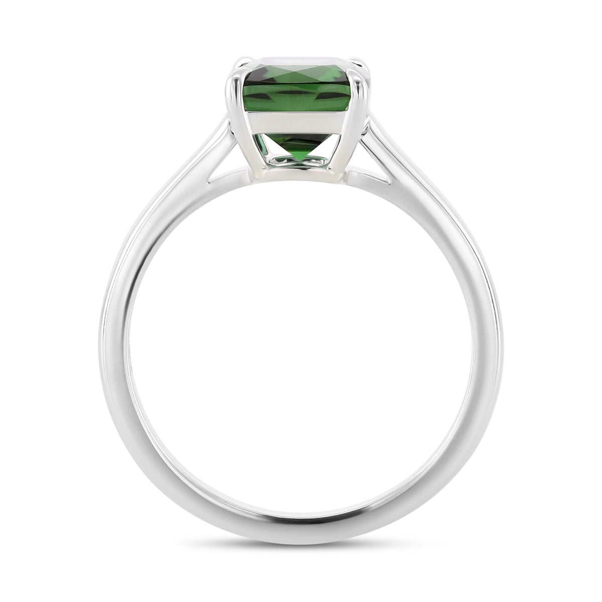 Cushion Green Tourmaline Solitaire Ring
