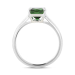 Cushion Green Tourmaline Solitaire Ring