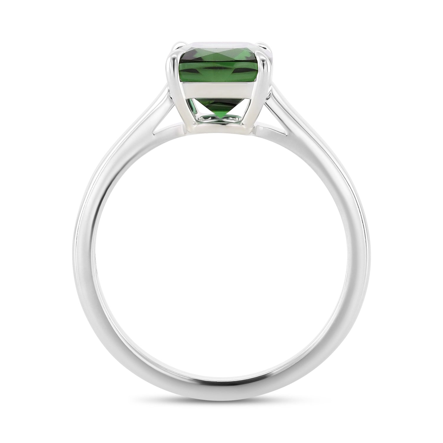 Cushion Green Tourmaline Solitaire Ring