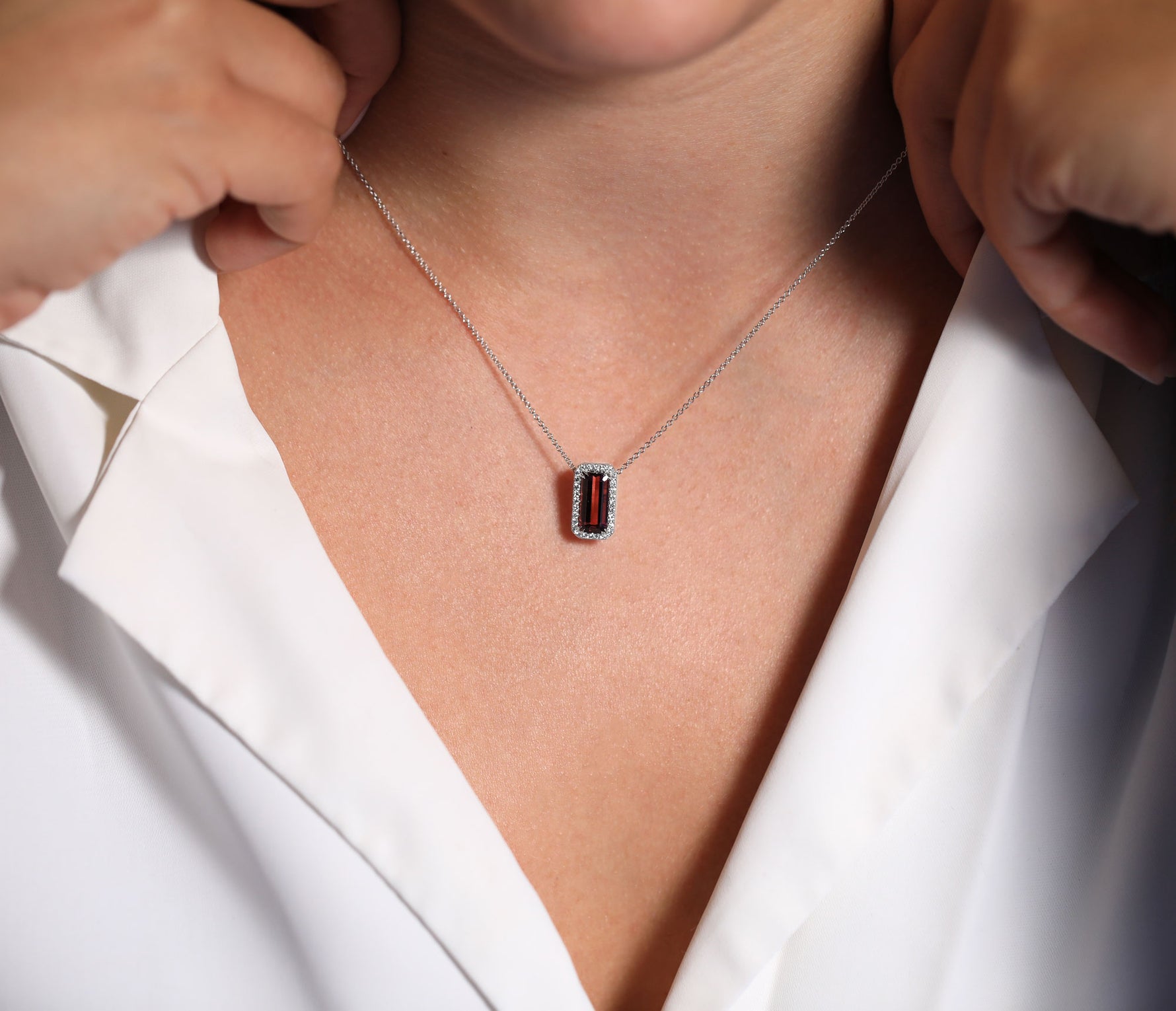 Emerald Pink Tourmaline Halo Pendant