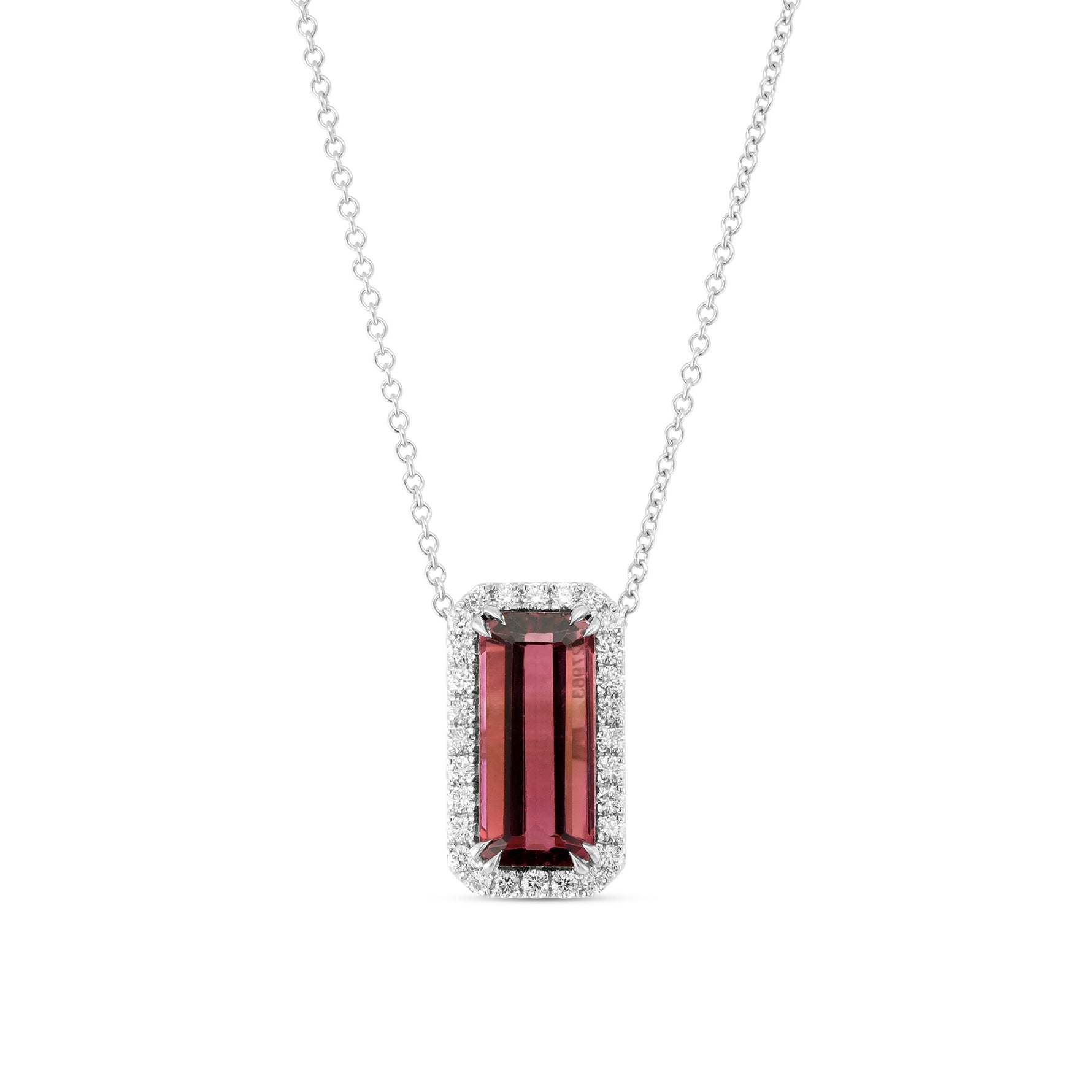 Emerald Pink Tourmaline Halo Pendant