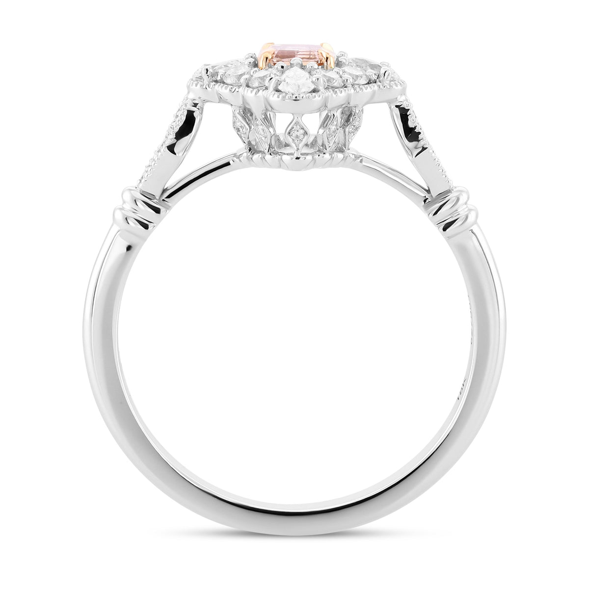 Fancy Brown Pink Emerald Vintage Diamond Ring