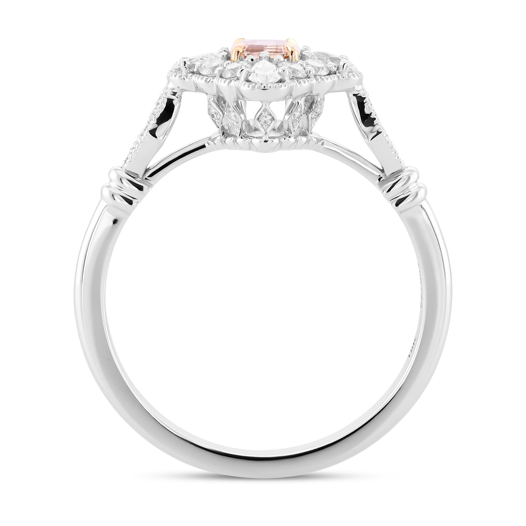 Fancy Brown Pink Emerald Vintage Diamond Ring