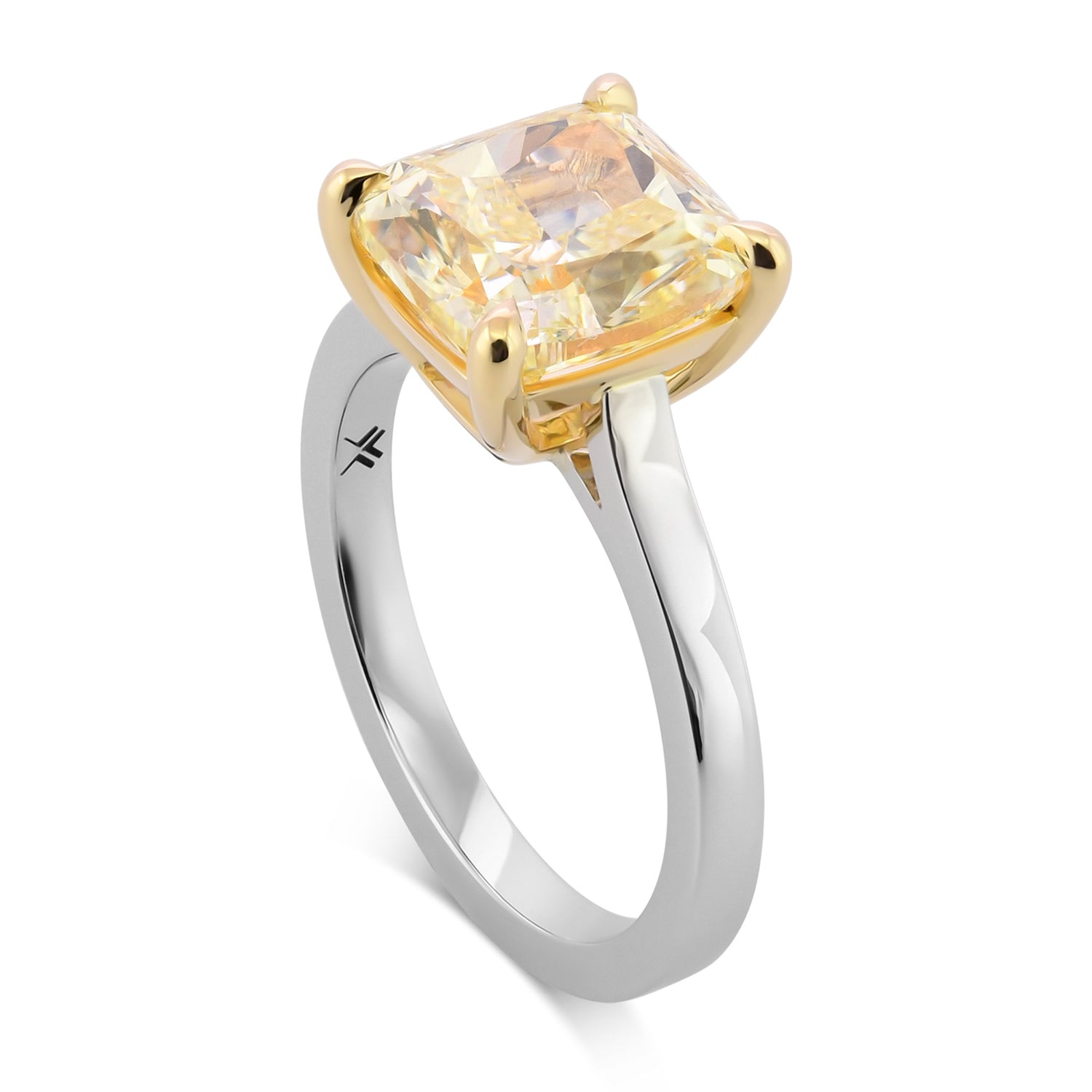 Fancy Light Yellow Cushion Solitaire Diamond Ring 