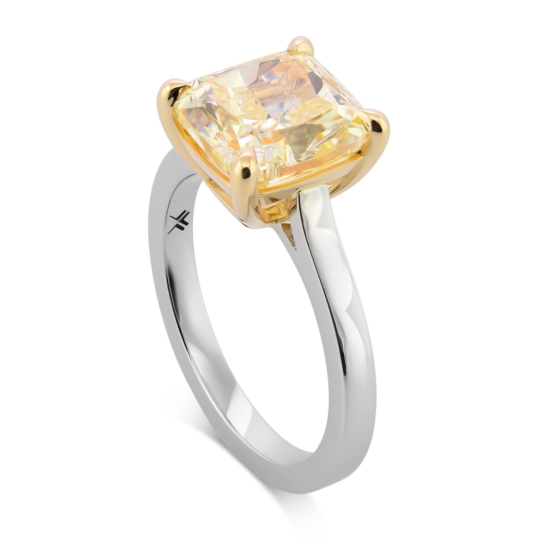 Fancy Light Yellow Cushion Solitaire Diamond Ring 
