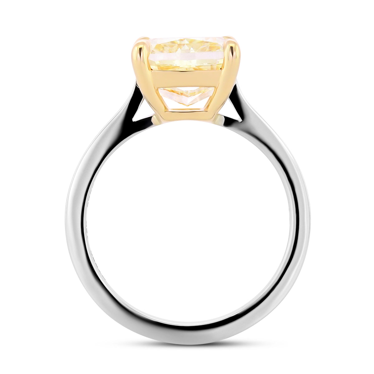 Fancy Light Yellow Cushion Solitaire Diamond Ring 