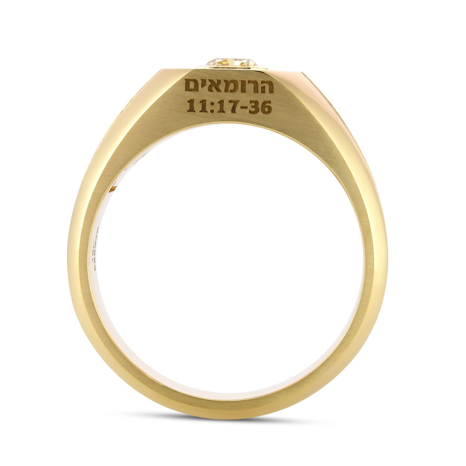 Fancy Orange Yellow Radiant Diamond Gent's Ring