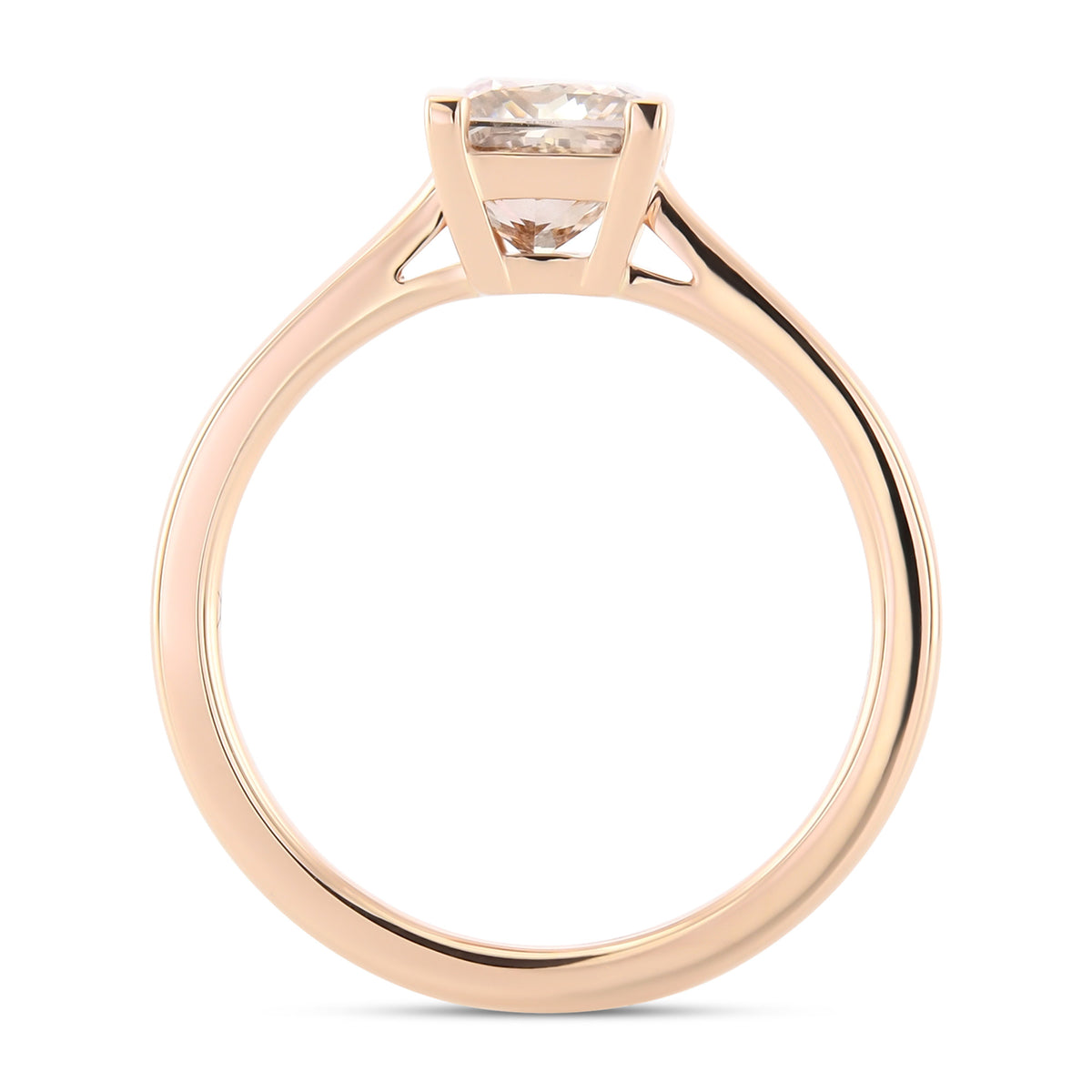 Fancy Light Brown Princess Solitaire Diamond Ring