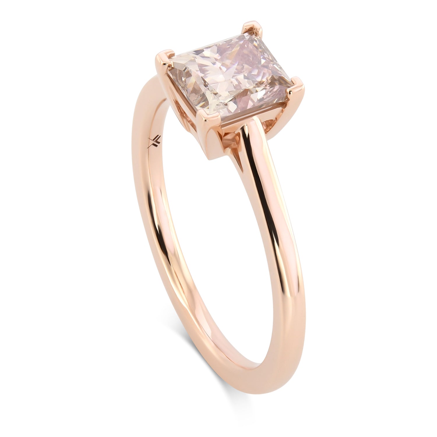 Fancy Light Brown Princess Solitaire Diamond Ring