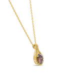 Round Fancy Dark Orangy-Brown Drop Halo Diamond Pendant