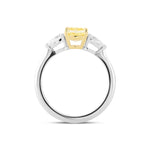 Fancy Yellow Cushion & Pear Three-Stone Diamond Ring