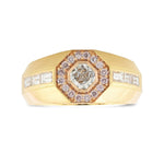 Light Blue Radiant Diamond & Pink Halo Diamond Men's Ring 