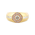 Light Blue Radiant Diamond & Pink Halo Diamond Men's Ring 