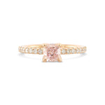  Fancy Pink Cushion Solitaire Side Stone Diamond Ring