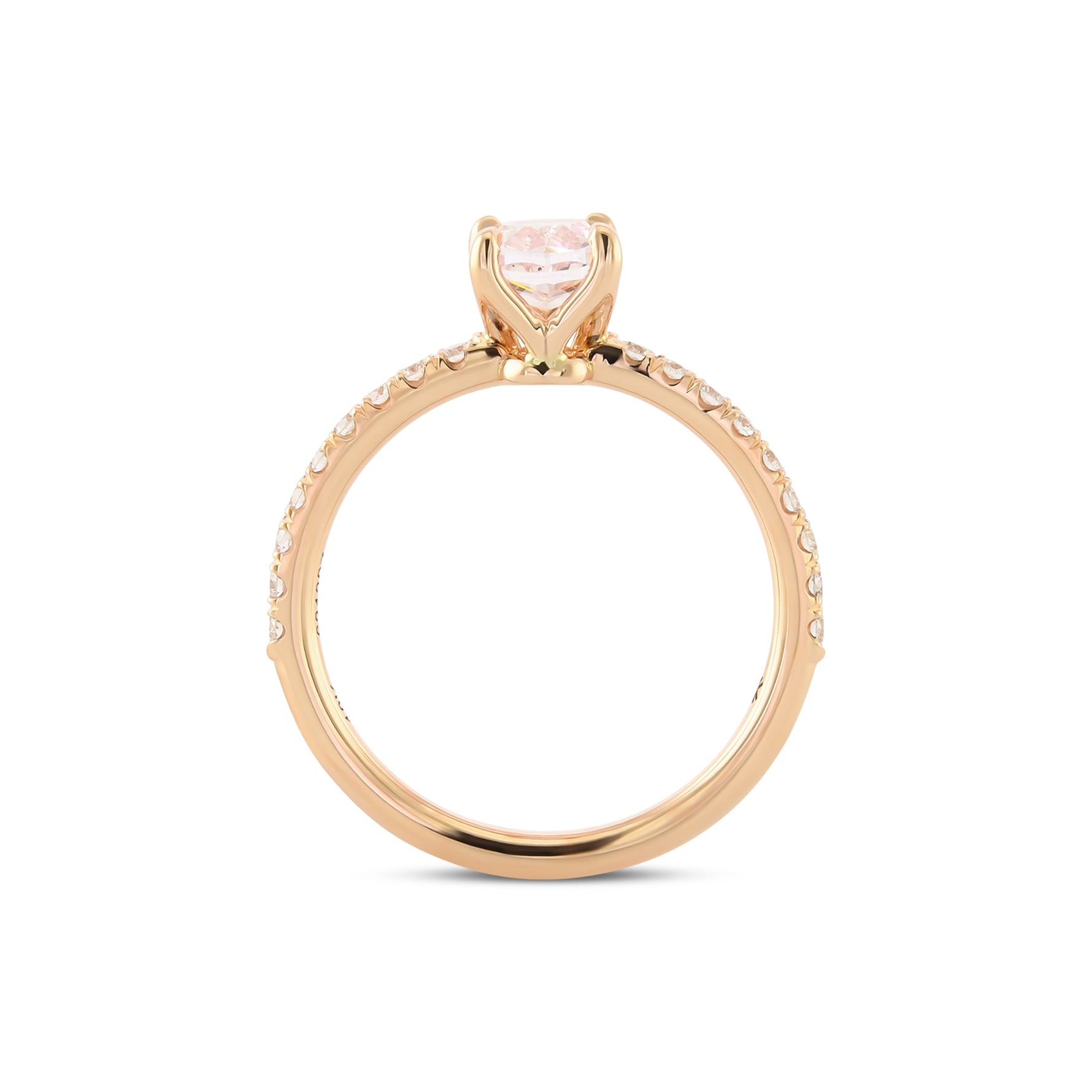  Fancy Pink Cushion Solitaire Side Stone Diamond Ring