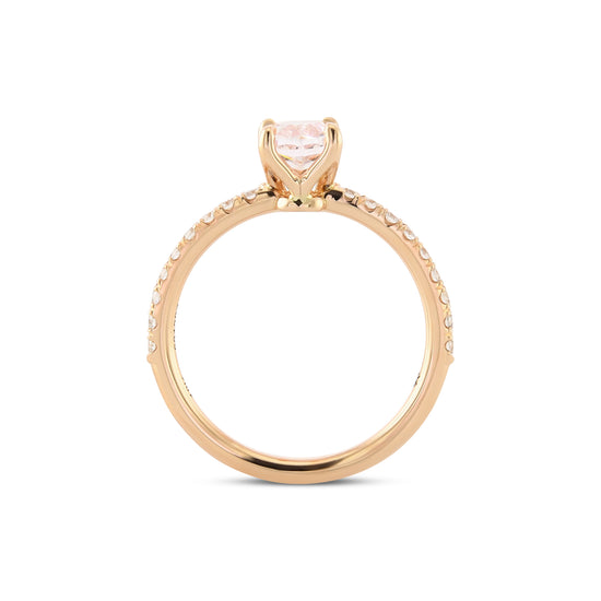  Fancy Pink Cushion Solitaire Side Stone Diamond Ring