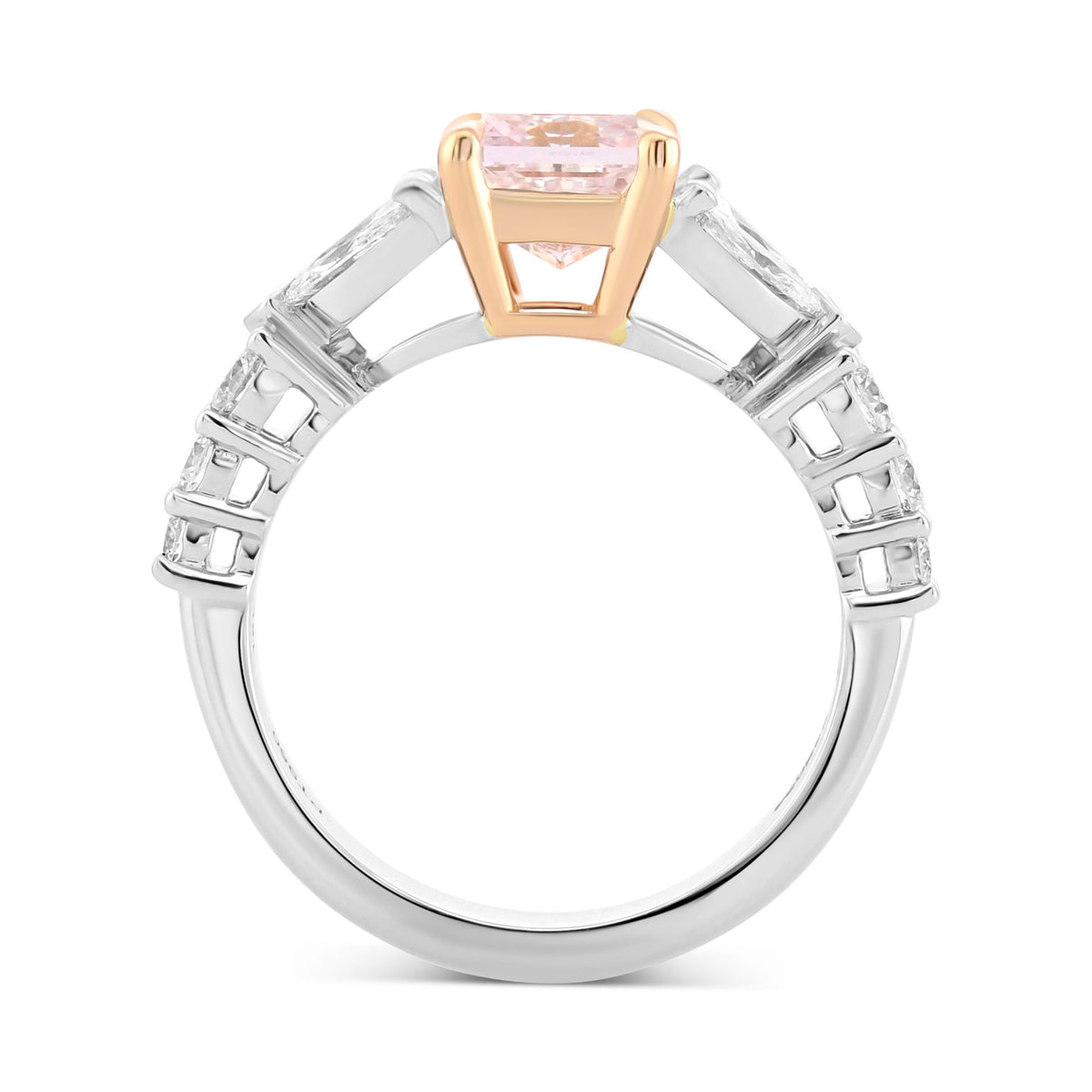 Fancy Light Purplish Pink Radiant & Marquise Side-stone Diamond Ring