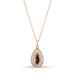 Fancy Pink Brown Pear Halo Diamond Pendant  