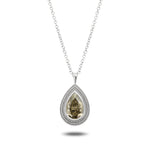 Fancy Dark Greenish Yellow Brown Pear Diamond Solitaire Pendant