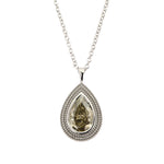 Fancy Dark Greenish Yellow Brown Pear Diamond Solitaire Pendant