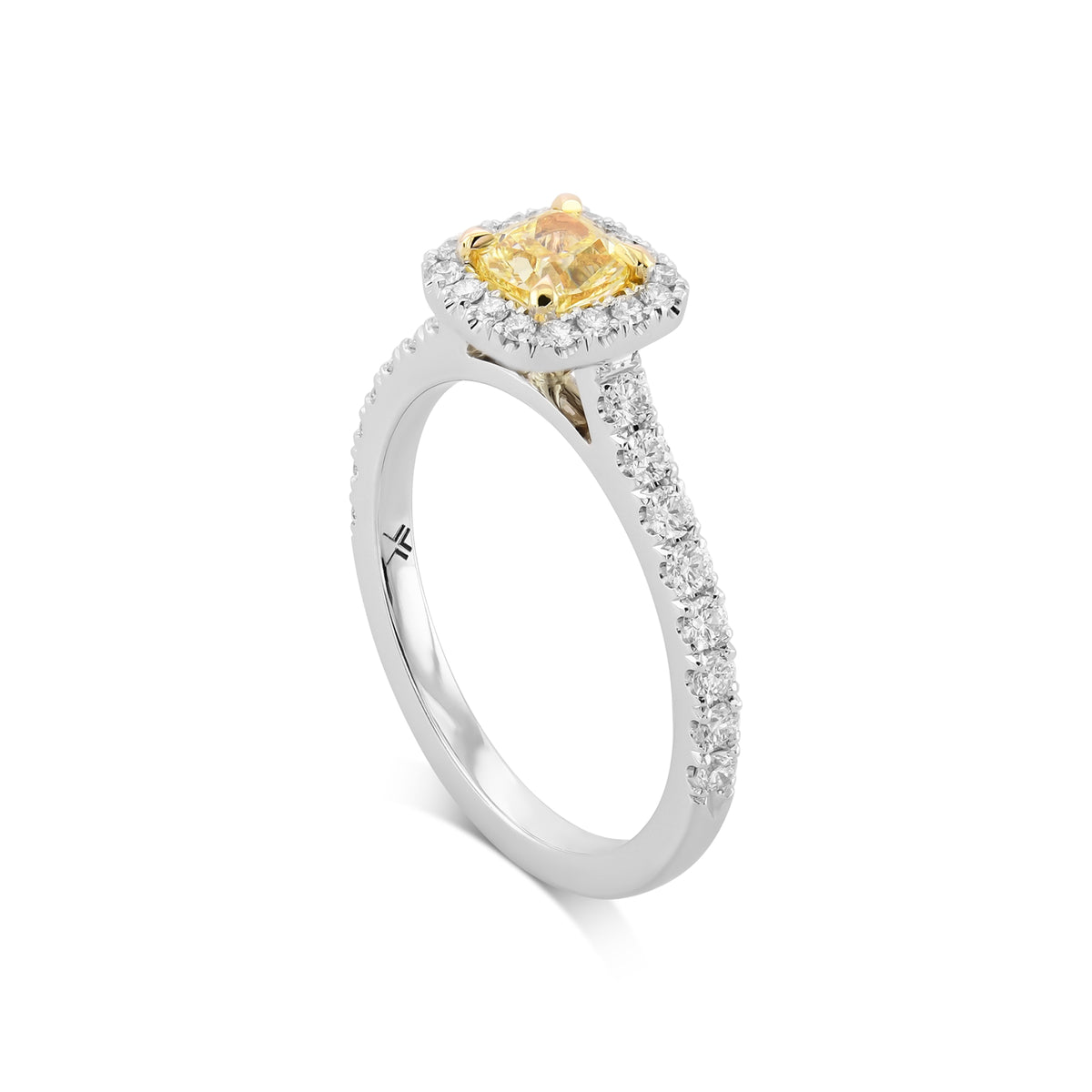Fancy Yellow Cushion Diamond Halo Ring