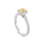 Fancy Yellow Cushion Diamond Halo Ring