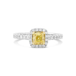Fancy Yellow Cushion Diamond Halo Ring