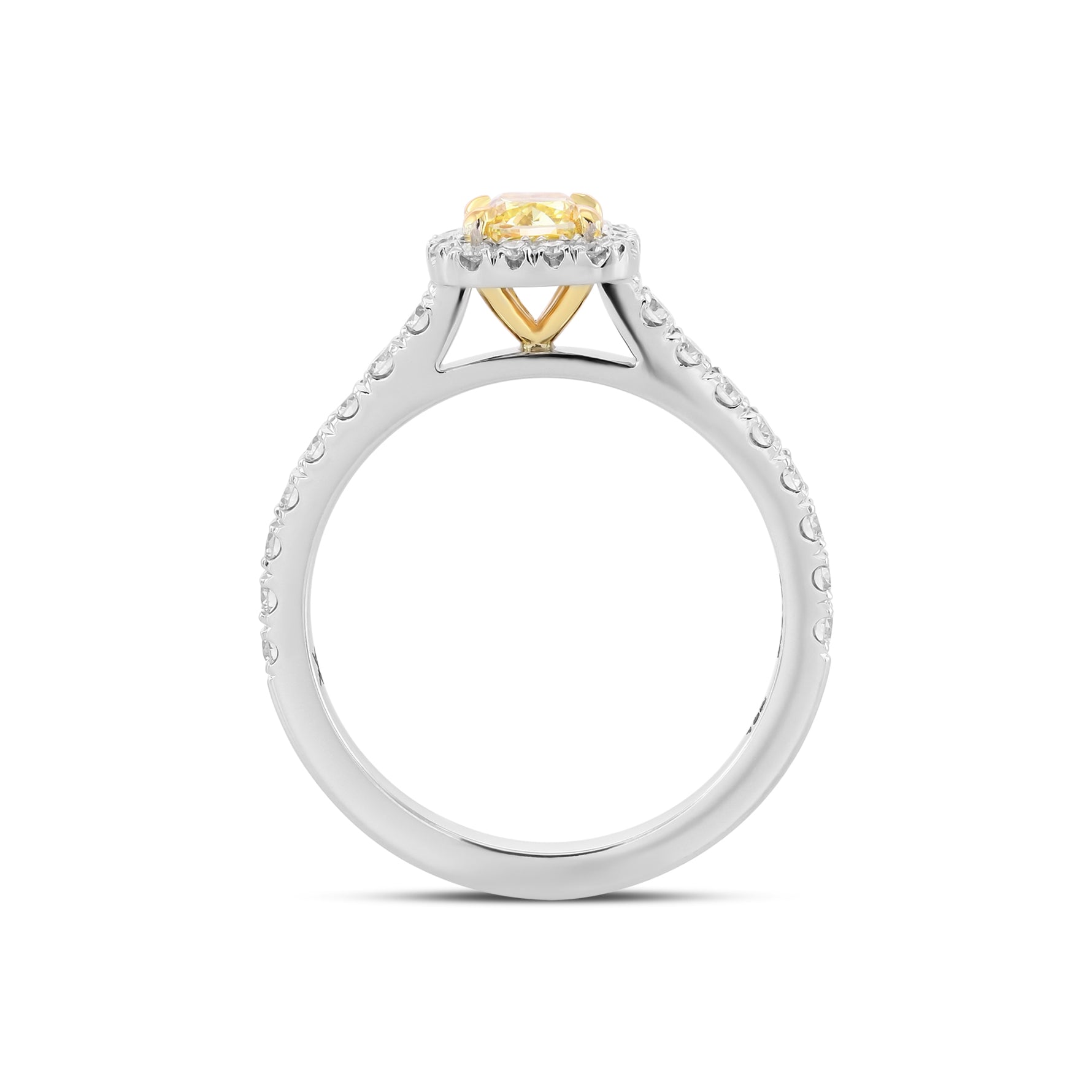 Fancy Yellow Cushion Diamond Halo Ring