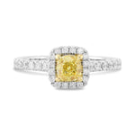 Fancy Yellow Cushion Diamond Halo Ring