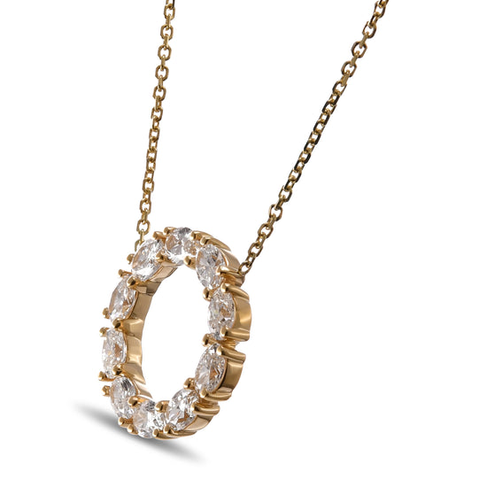 Hoop Oval White Diamond Pendant