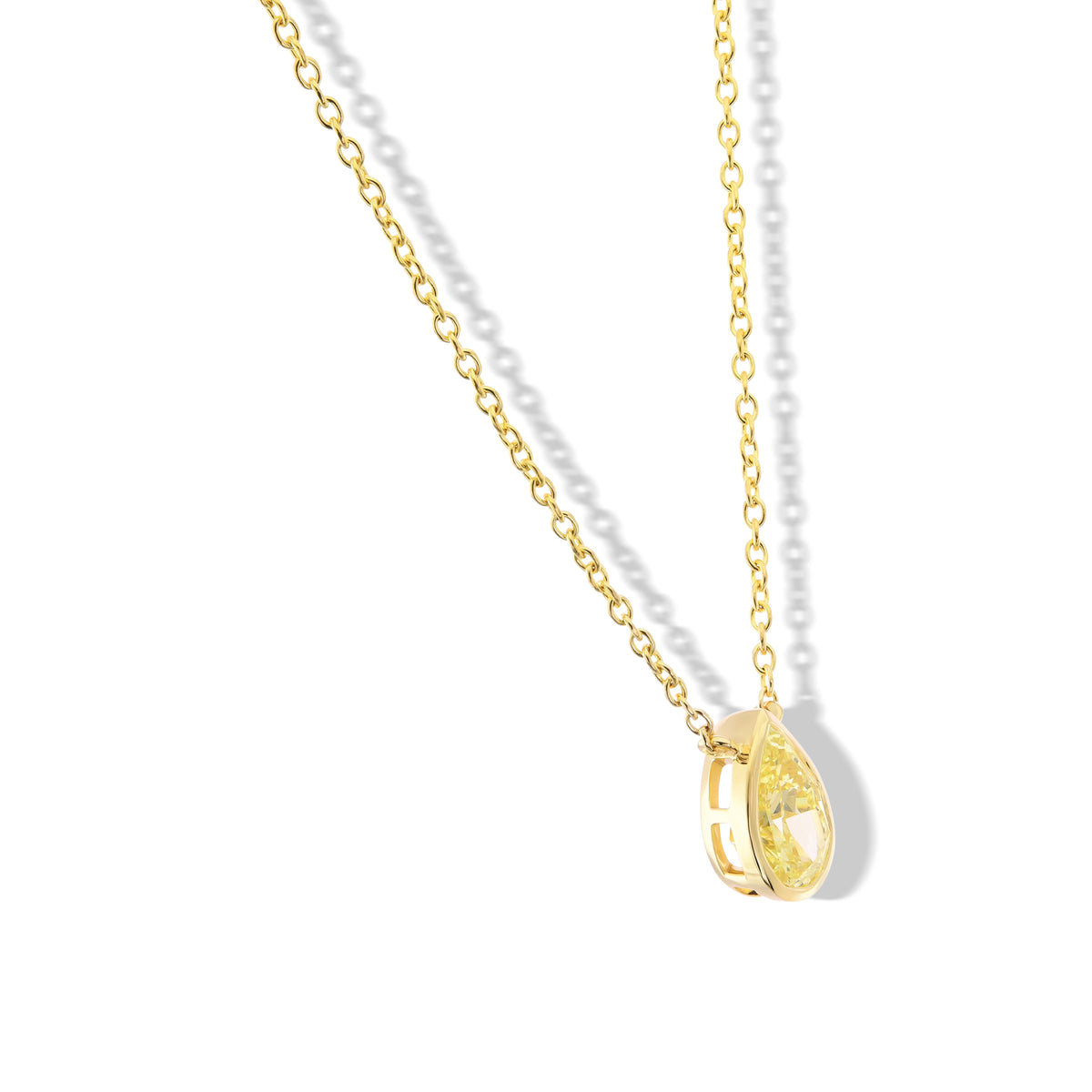 Fancy Yellow Pear Diamond Bezel Solitaire Pendant