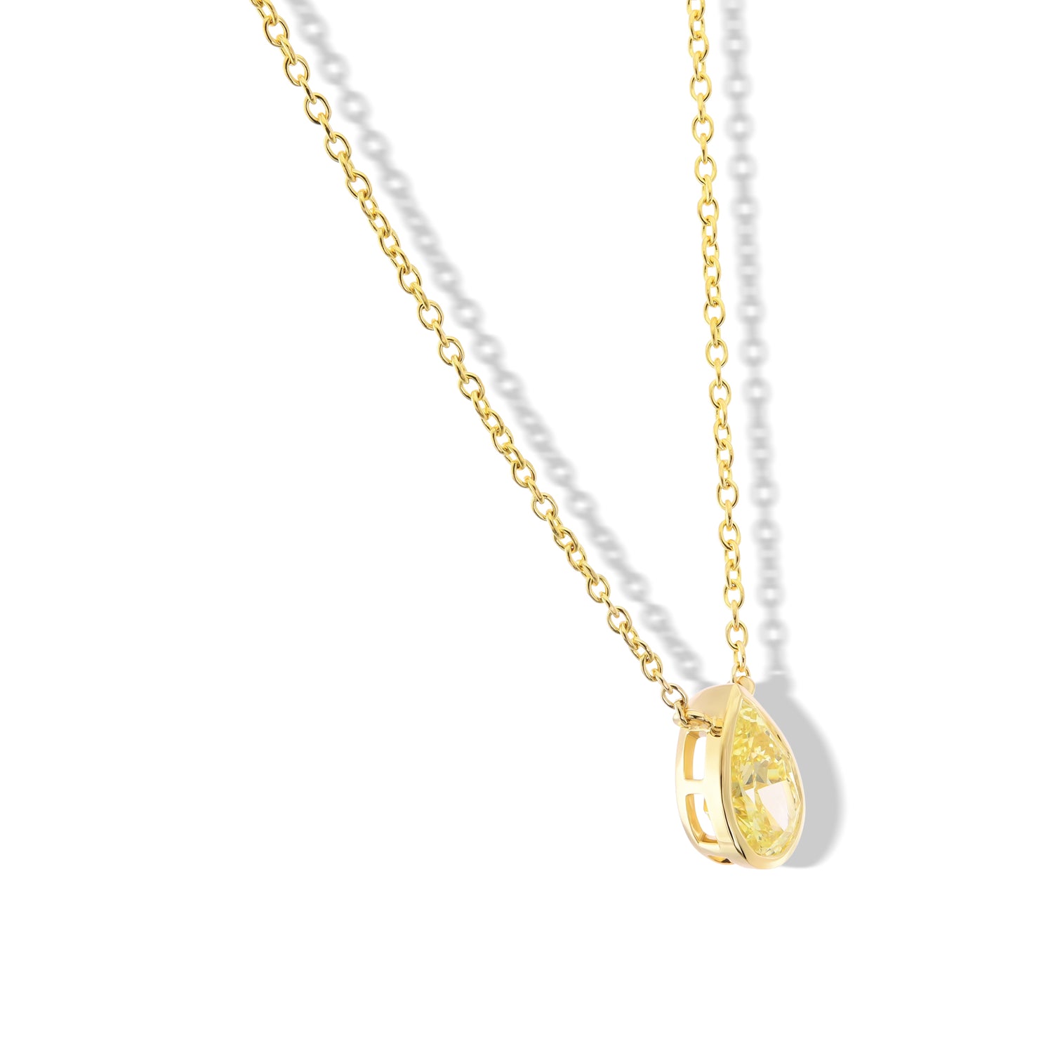Fancy Yellow Pear Diamond Bezel Solitaire Pendant