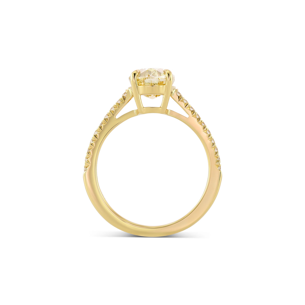 Fancy Brownish Yellow Oval Side-stone Diamond Ring