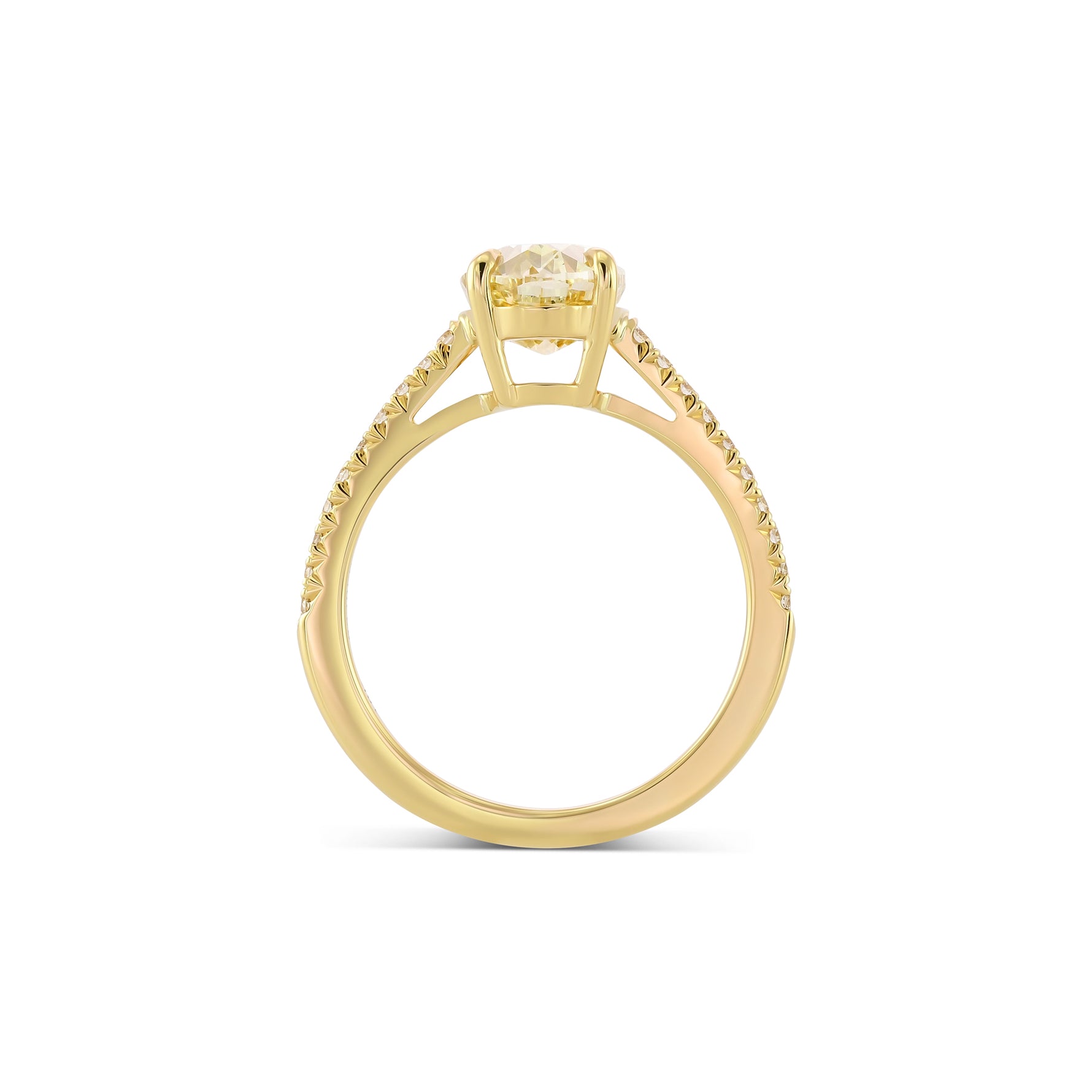 Fancy Brownish Yellow Oval Side-stone Diamond Ring