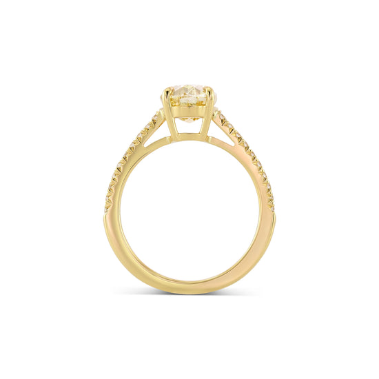 Fancy Brownish Yellow Oval Side-stone Diamond Ring