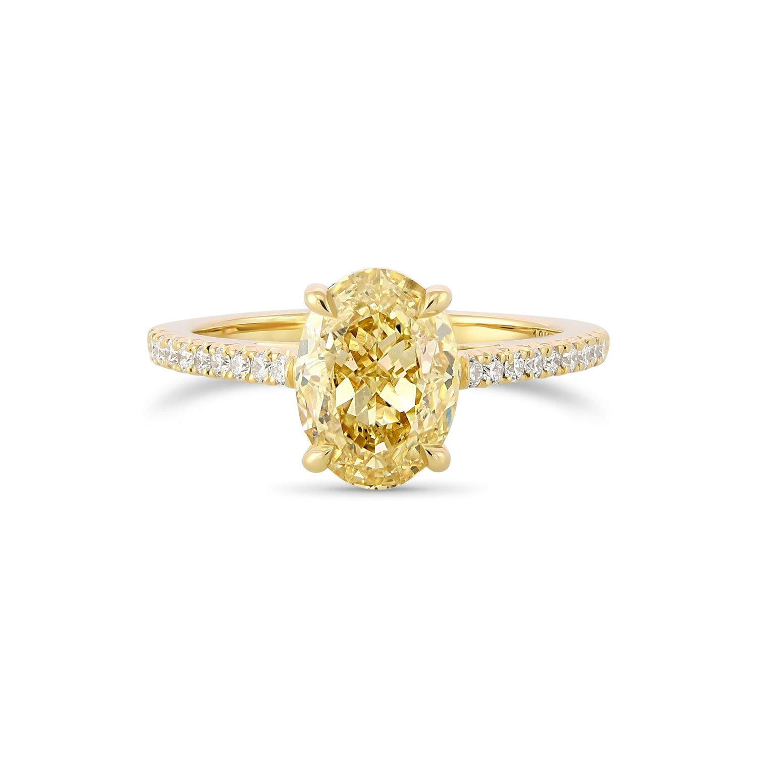 Fancy Brownish Yellow Oval Side-stone Diamond Ring