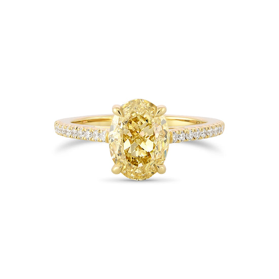 Fancy Brownish Yellow Oval Side-stone Diamond Ring