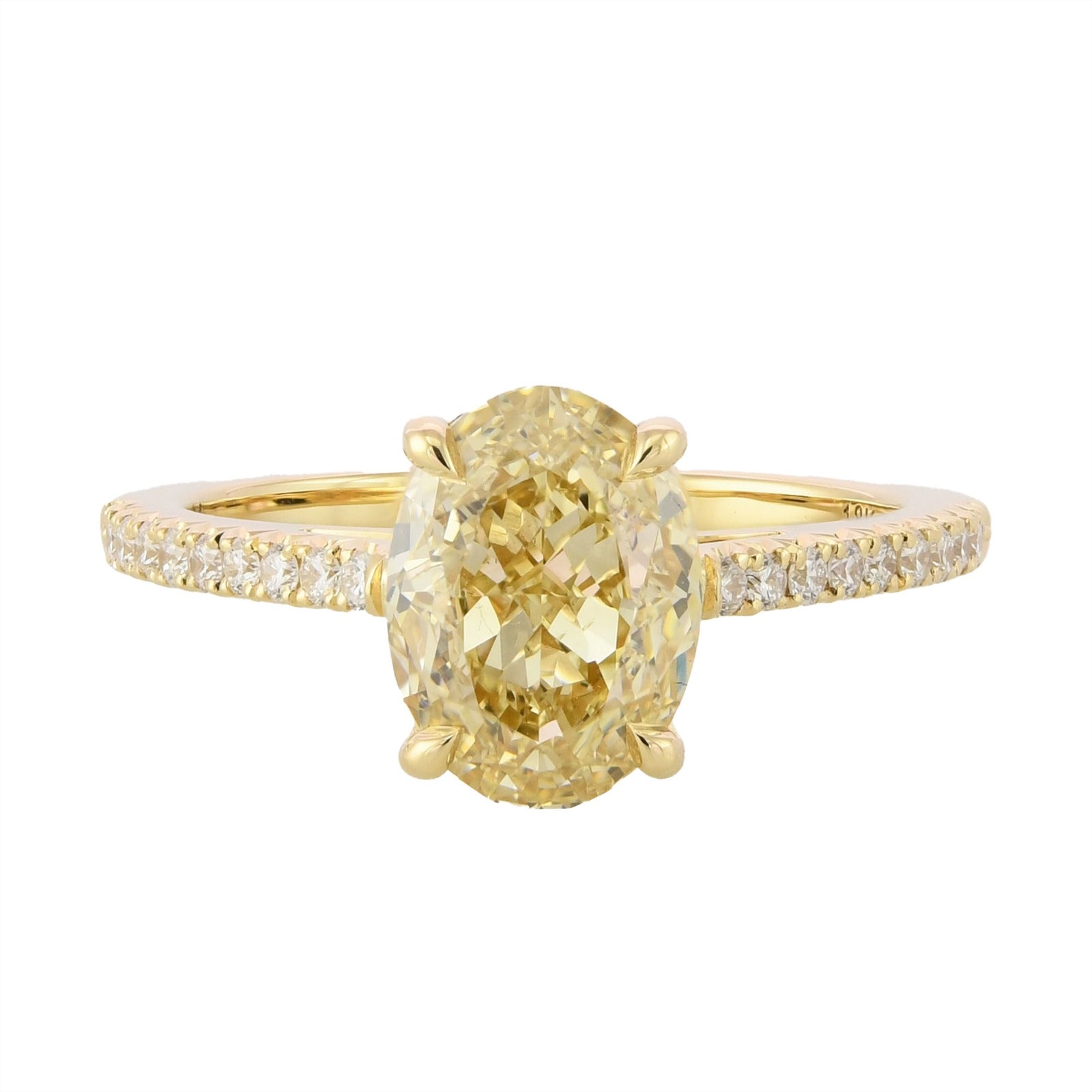Fancy Brownish Yellow Oval Side-stone Diamond Ring