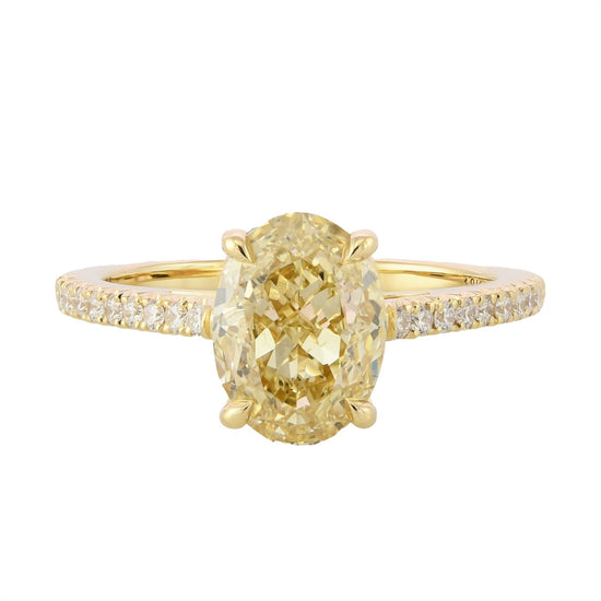 Fancy Brownish Yellow Oval Side-stone Diamond Ring