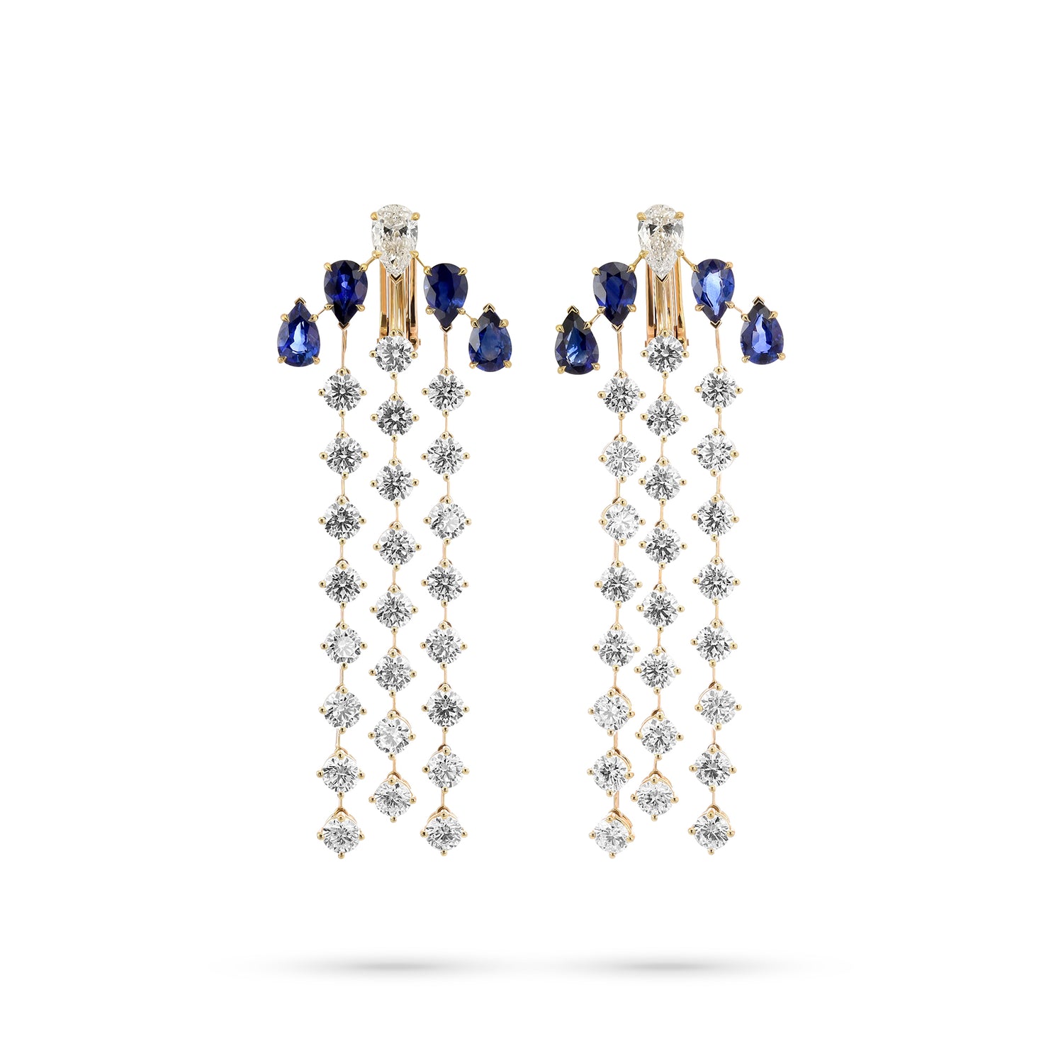 Sapphire & Diamond Drop Cascade Earrings