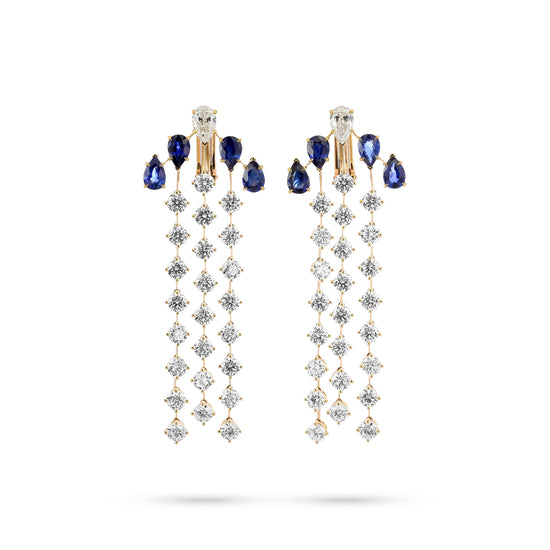Sapphire & Diamond Drop Cascade Earrings