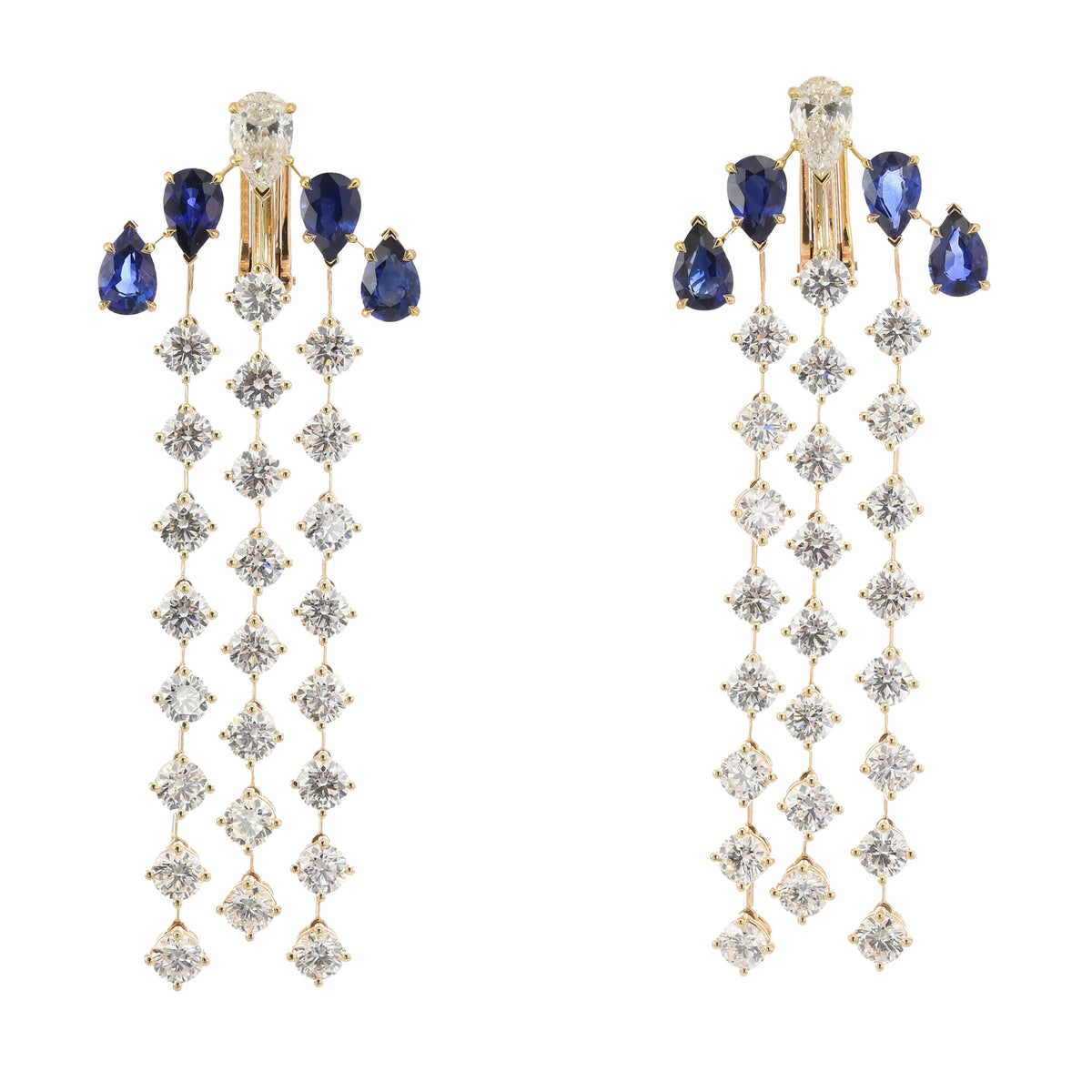 Sapphire & Diamond Drop Cascade Earrings
