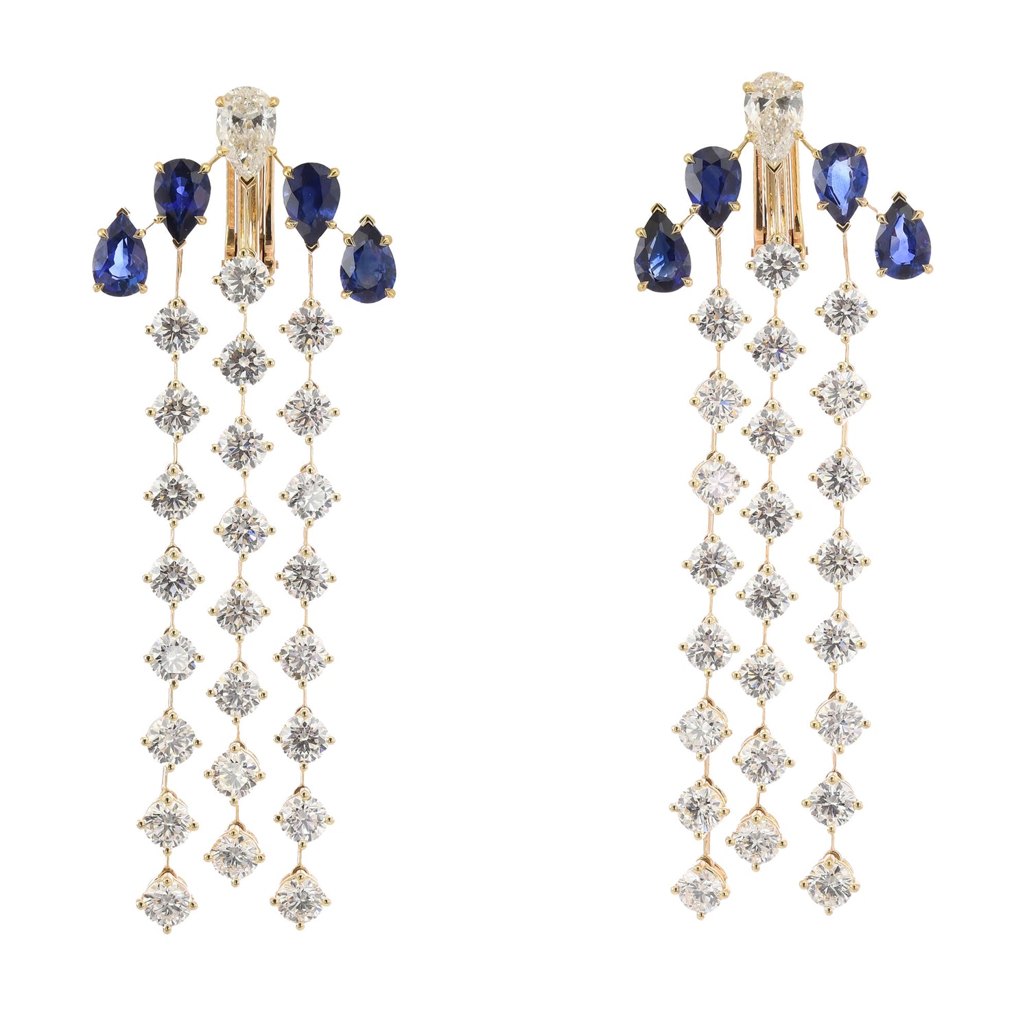 Sapphire & Diamond Drop Cascade Earrings